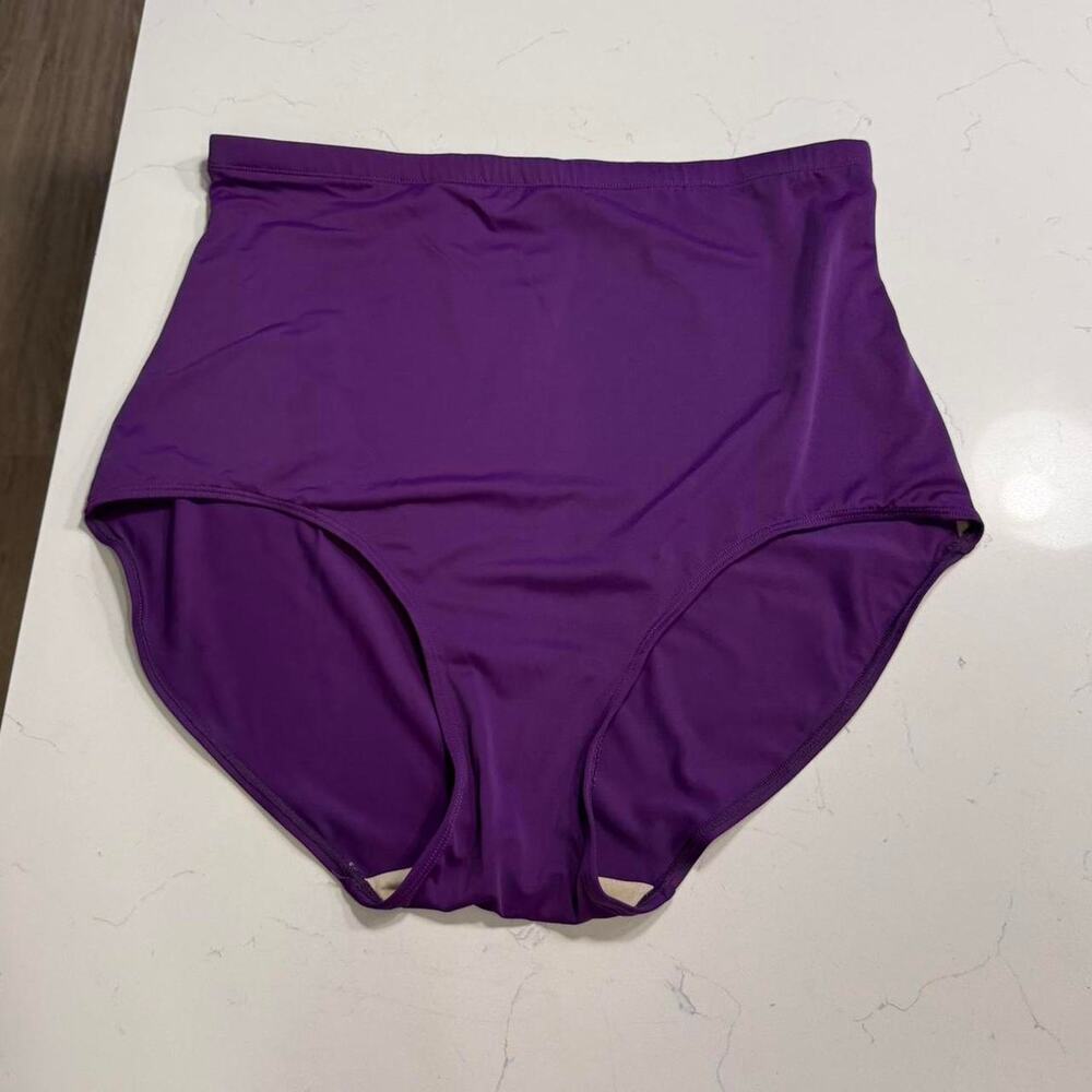 Plus size purple high waisted swim bottoms